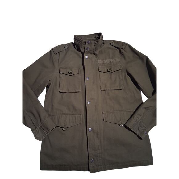 Y2K Guess Utility Military Mens Size Medium Olive Logo Field Grungecore Jacket - Picture 1 of 15